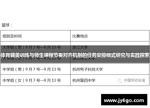 体育健美训练与师生课程节奏对齐机制的任务安排模式研究与实践探索